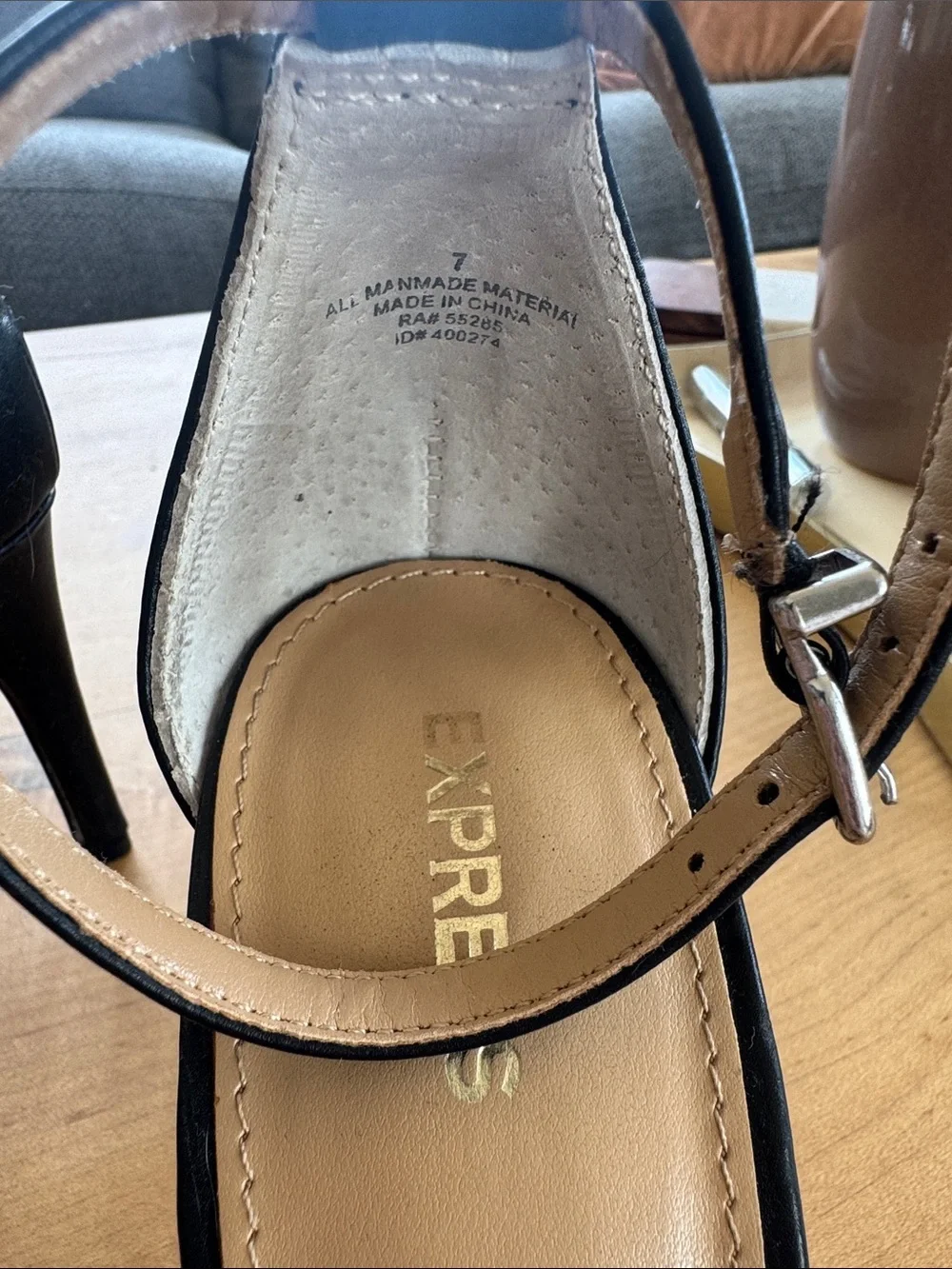Express Black Open-Toe Ankle-Strap Heels Size 7 Dressy Strappy Sandal Heels